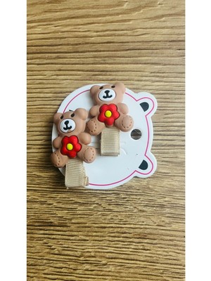 Bright3 Ayıcıklı, Kız Çocuk Klipsli Toka, Silikon, Otomatik, 23 Nisan , Yılbaşı, Bayram