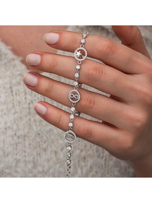 Gumush Gümüş Halka İçinde Şans Kadın Bileklik