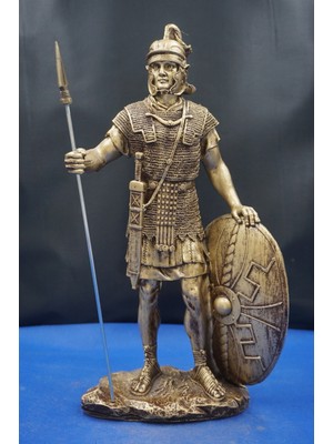 Mızrak ve Kalkanı Ile Roma Savaşçı Heykeli Biblo – Ev Dekor & Hediyelik Aksesuar 32  cm