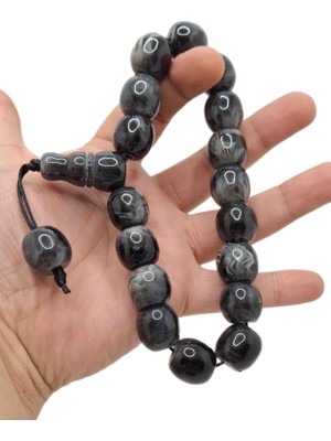 Han Ticarethane Özel Büyük Model Siyah Gri Maskot Toz Kehribar Tesbih