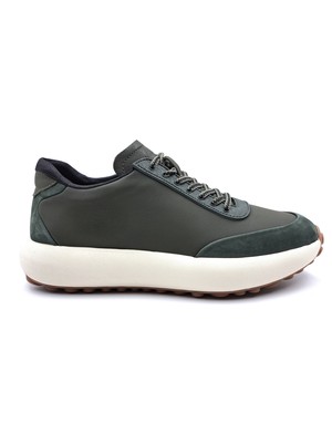 Marcomen M21257  Deri Erkek Haki Yeşil Sneaker Ayakkabı