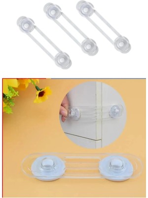 Cocovia ( 3 Adet ) Uzun Bebek Çocuk Koruma Kilidi | Çok Amaçlı Şeffaf Kilit Dolap Çekmece