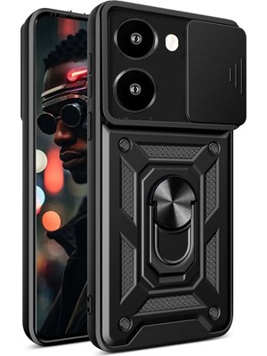 M.tk moveteck Xiaomi Poco X7 Pro Kılıf Kamera Korumalı Sürgülü Dönebilen Yüzüklü Armor Military Tank Kızaklı Kapak