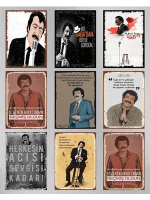 9 Parça Müslüm Gürses Tasarım Ahşap Tablo Seti