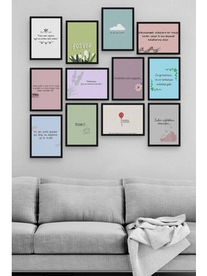 Motivasyon 12 Parça Ahşap Mdf Tablo TGTB1274