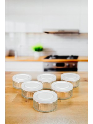 6'lı Premium Cam Saklama Kabı Set 140 cc | Gri Plastik Kapaklı Saklama Kabı, Hava Geçirmez