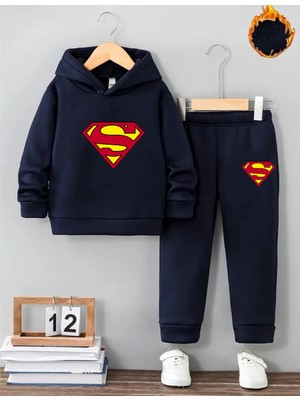 Kışlık Kız Erkek Çocuk Eşofman Takımı 5 6 7 8 9 10 11 12 Yaş Unisex Superman