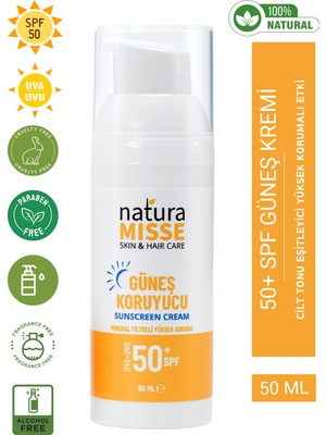 Naturamisse Doğal Güneş Kremi 50 Ml UVA+UVB SPF 50+ Leke Karşıtı Bakım- Yüksek Koruma