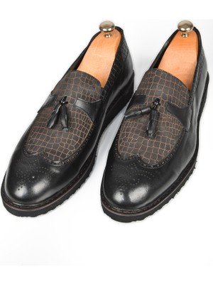 Deepsea Lazer Işlemeli Püsküllü Yüksek Ortopedik Taban Orjinal Deri Ayakkabı 2509981