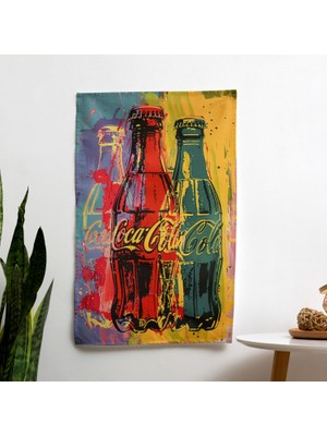 Painted Anarchy Pop Art  Coca-Cola Şişeleri Duvar Örtüsü - Canlı Renkler, Modern Kumaş Duvar Sanatı