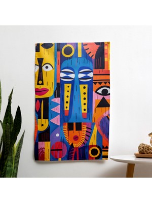 Painted Anarchy Afro  Duvar Örtüsü - Canlı Renkler, Ranforce Kumaş - Yatak Odası, Oturma Odası, Yurt Dekoru