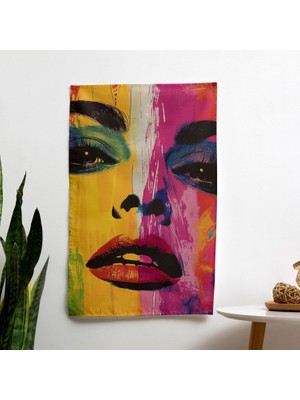 Painted Anarchy Popart Tarzı  Duvar Örtüsü - %100 Pamuk Sırtlı, Canlı Renkler, Yatak Odası ve Oturma Odası