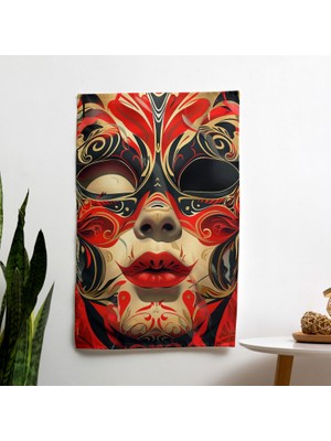 Painted Anarchy Grafik Venedik Maskesi Duvar Örtü - Yatak Odası, Oturma Odası ve Yurt Dekoru Için Canlı Süblimasyon