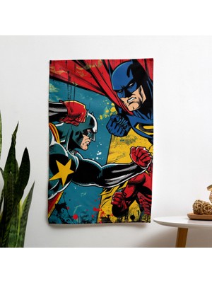 Painted Anarchy Popart Stil Süper Kahraman Duvar Örtüsü - %100 Pamuk Sırt, Polyester Ön - Canlı Renkler