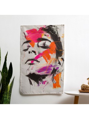 Painted Anarchy Frida Kahlo Tarzı Modern Sanat Duvar Örtüsü | %100 Pamuk Sırt | Canlı Renkler | Süblimasyon