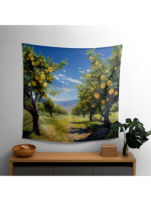 Painted Anarchy Limon Ağacı Bahçesi Duvar Sanatı – %100 Pamuk Sırtlı ve Sertifikalı Polyester Ön Taraflı Canlı