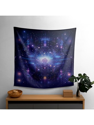 Painted Anarchy Kozmik Gök Haritası  Duvar Örtüsü - Ranforce Kumaş, Canlı Renkler
