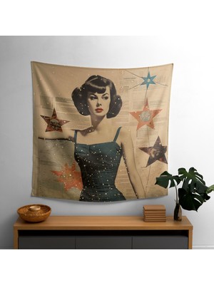 Painted Anarchy Retro Yıldız Haritası Duvar Örtüsü - Eski Fotoğraflar ve Gazete Kupürleri - Canlı Renkler