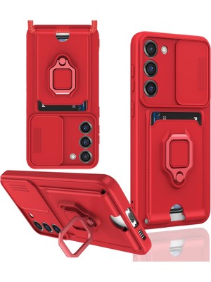 Samsung Galaxy S24 Plus Kılıf Zuma Kamera Sürgülü Kartvizitli Ipli Silikon Kılıf