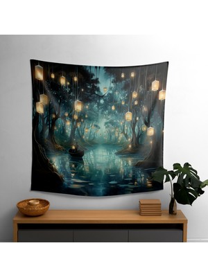 Painted Anarchy Büyülü Orman  Duvar Örtüsü - Canlı Renkler, Yatak Odası, Oturma Odası, Yurt Için Hafif Kumaş