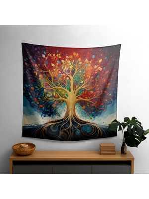 Painted Anarchy Renkli Hayat Ağacı Kumaş Duvar Örtüsü  Süblimasyon Baskı - Yatak Odası, Oturma Odası, Yurt