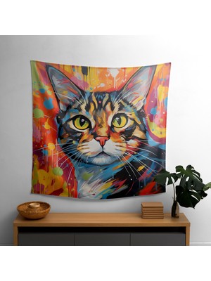 Painted Anarchy Yoğun Bakış Elegance  Duvar Örtüsü - Canlı Süblimasyon Baskı, %100 Pamuk Sırtlı, Modern Ev