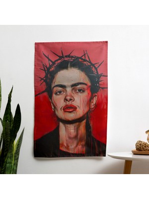 Painted Anarchy Frida Kahlo Tarzı  Duvar Örtüsü | Canlı Ranforce Kumaş | Hafif ve Şık Duvar Askısı