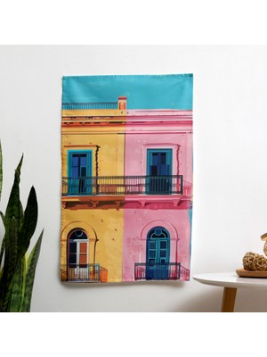 Painted Anarchy Pop Art Mimari Duvar Örtüsü - %100 Pamuk Sırt ve Polyester Ön - Canlı Renkler - Yatak Odası,