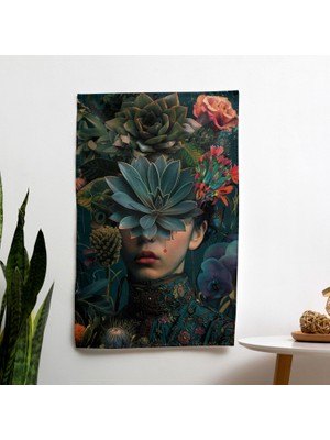 Painted Anarchy Frida Kahlo Tarzı Kumaş Duvar Sanatı Örtü - Canlı Polyester Ön, %100 Pamuk Arka - Yatak Odası