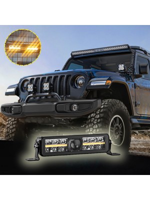 Dekohop  Off-Road Premium 30 cm Tampon Kaput LED Bar Beyaz Işık Projektör Drl Gündüz LED Metal Gövde 12-24V