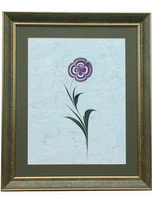 E38 El Işçiliği Yonca Yaprağı Ebru Tablo 50 x 43   cm  - 6231