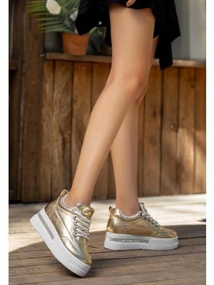 Kazax Lulu Sarı Rugan Bağcıklı Spor Ayakkabı