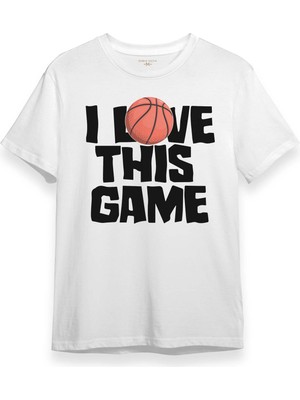 Beyaz T-Shirt Basketball I Love This Game Basketbol Spor Beyaz Unisex Tişört