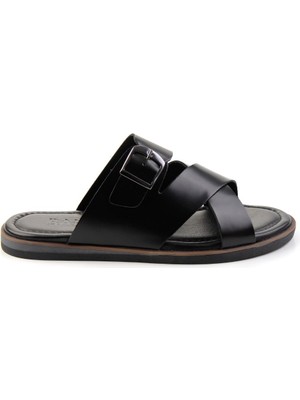 Bambi Siyah Leather Erkek Terlik E04433051014