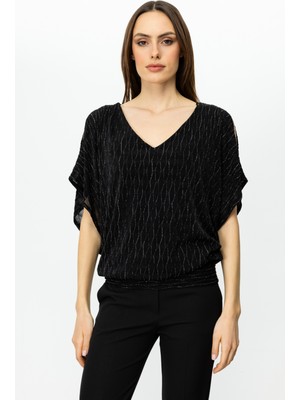 Karma 51344 Onteks V Yaka Simli Kumaş Sırtı Dekolteli Bluz