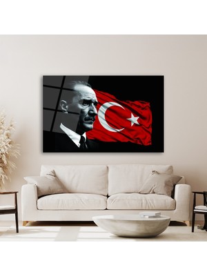 Atatürk ve Bayrak Cam Tablo