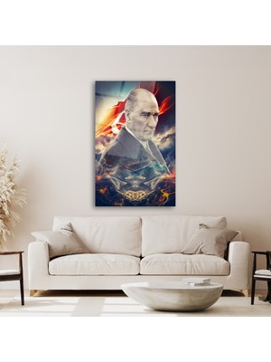 Atatürk ve Bayrak Cam Tablo