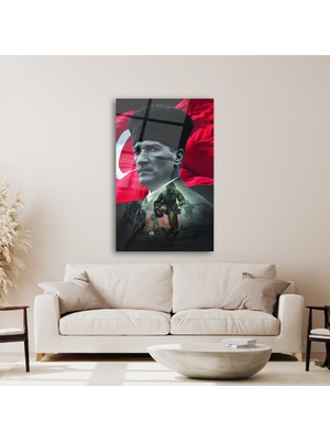 Atatürk ve Bayrak Cam Tablo