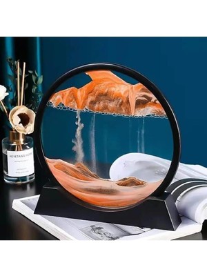 TeknoTrust Hareketli Kum Sanat Yuvarlak Cam 3D Kum Saati, Deniz Temalı, Plastik, Kahverengi, Çift Paket