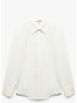 Koton Klasik Yaka Uzun Kollu Saten Gömlek