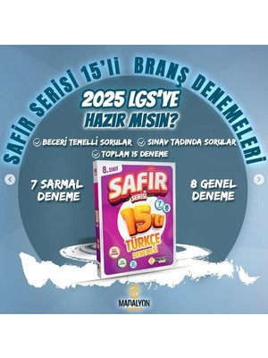Safir 8.sınıf Tüekçe Branş Deneme 15 Li