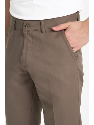 Varetta Erkek Kahverengi Pamuklu Cepli Yazlık Düz Keten Pantolon