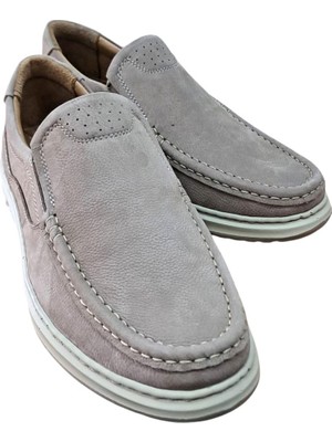 Wexperon W380 Erkek  Deri Bağcıksız Loafer Comfort Ayakkabı Nubuk Vizon