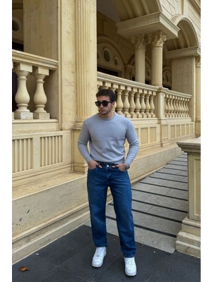 Livio Ferri Erkek Basic Boyfriend Kalıp Yıkamalı Kot Pantolon Jean