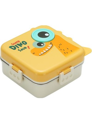 Vagonlife Bento 1120ML Lunchbox Dinozor Desenli Tek Katlı 3 Bölmeli Paslanmaz Çelik Sefer Tası Yemek Kutusu