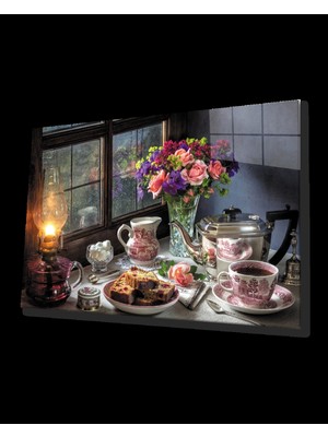 Çiçekli Masa Mutfak Cam Tablo