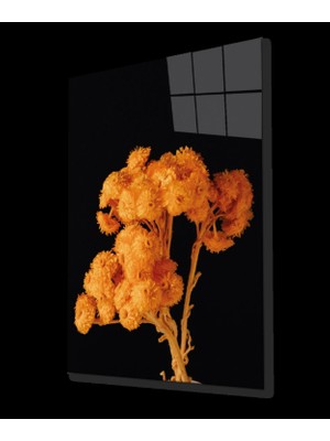 Sarı Turuncu Çiçek Cam Tablo Yellow Orange Flower