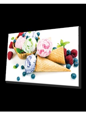 Meyveler Dondurma Cam Tablo Fruits Ice Cream Art