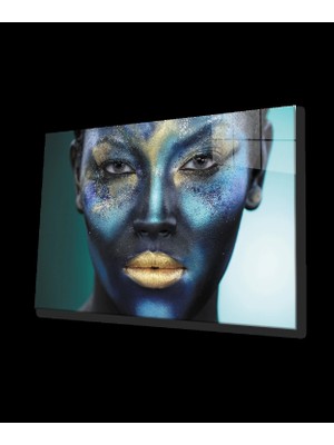 Kadınlar Altın Ruj Cam Tablo