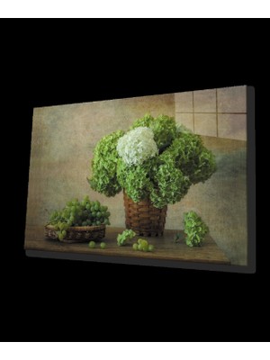 Fesleğen Üzüm Natürmort Cam Tablo